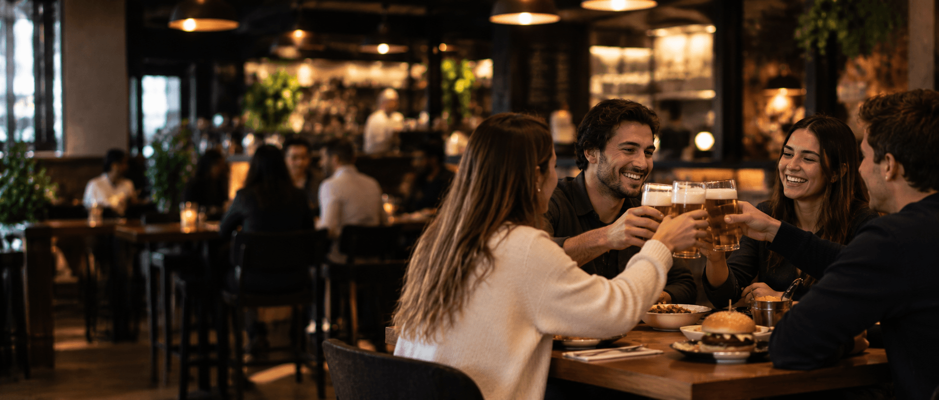 Grupo de amigos que vuelve a su restaurante favorito gracias al club de clientes